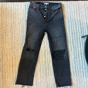 RE/DONE Originals 70s Stove Pipe in Faded Coal With Rips